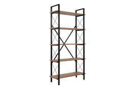 Nordure Atlantic Pine, Black Estantería Industrial de Metal y Madera, 100x180x34 cm, Nogal y Negro
